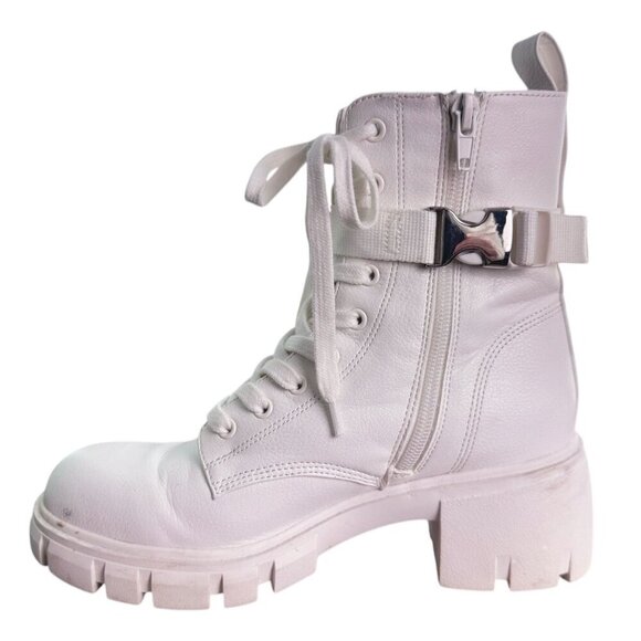 Steve Madden Hyped Chunky Sole Boots in White Micro Ankle Pack Size 6.5 - Picture 5 of 9